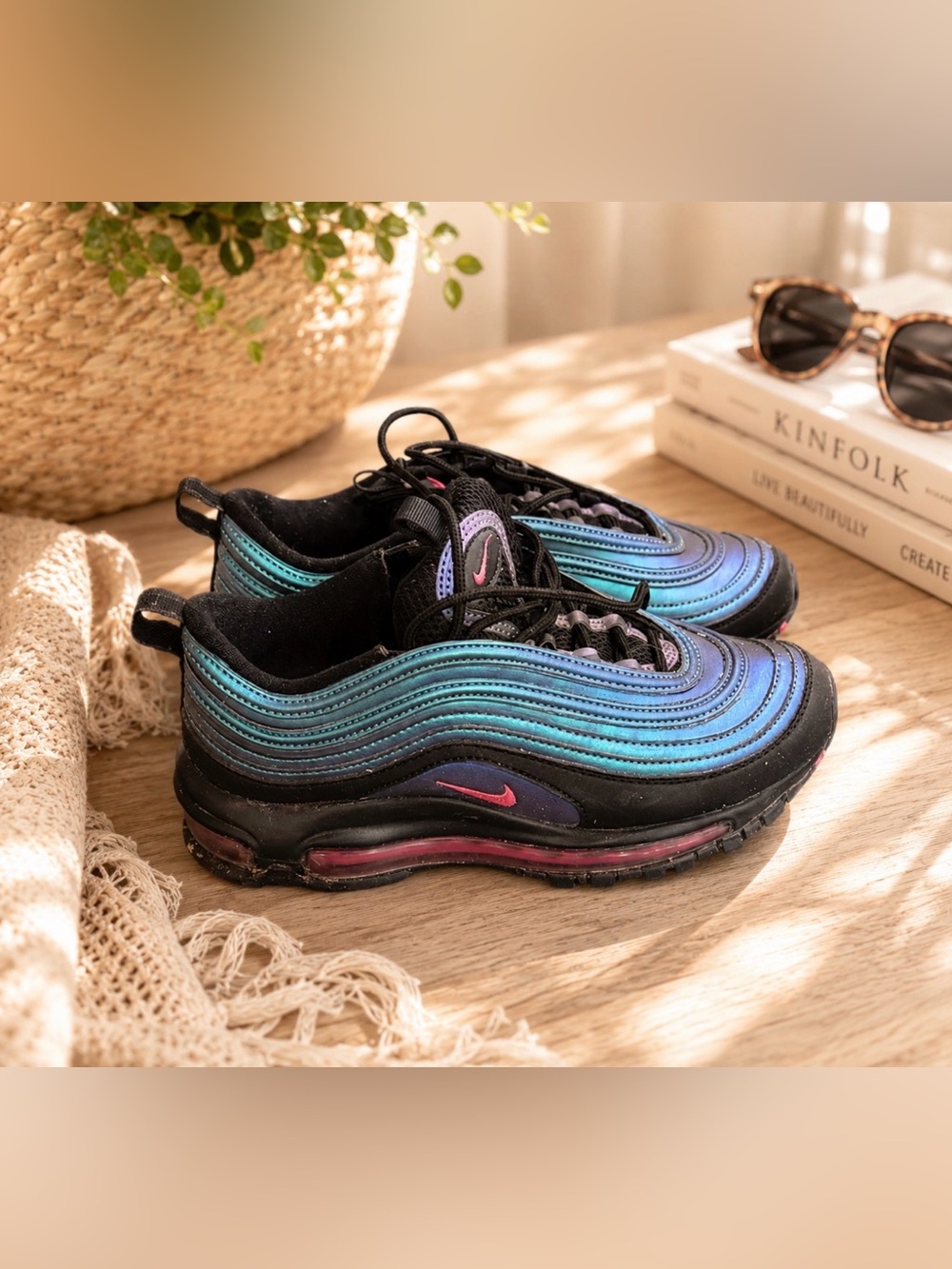 Nike Air Max 97 Teal and Black Sneakers 5Y